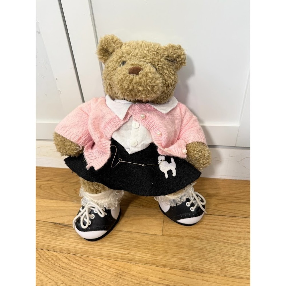 VTG Build A Bear Plush Retired 1997 Stuffed Animal Poodle 50s-themed Outfit BAB - Picture 1 of 15